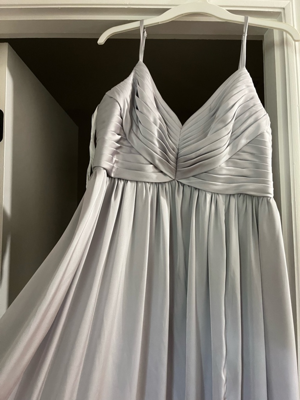 Azazie Silver-Gray Pleated Bodice Maxi Dress